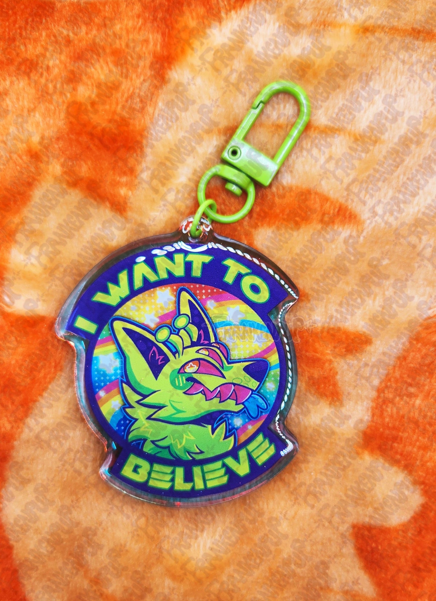 Lisa Frank Inspired Alien Doge Keychain