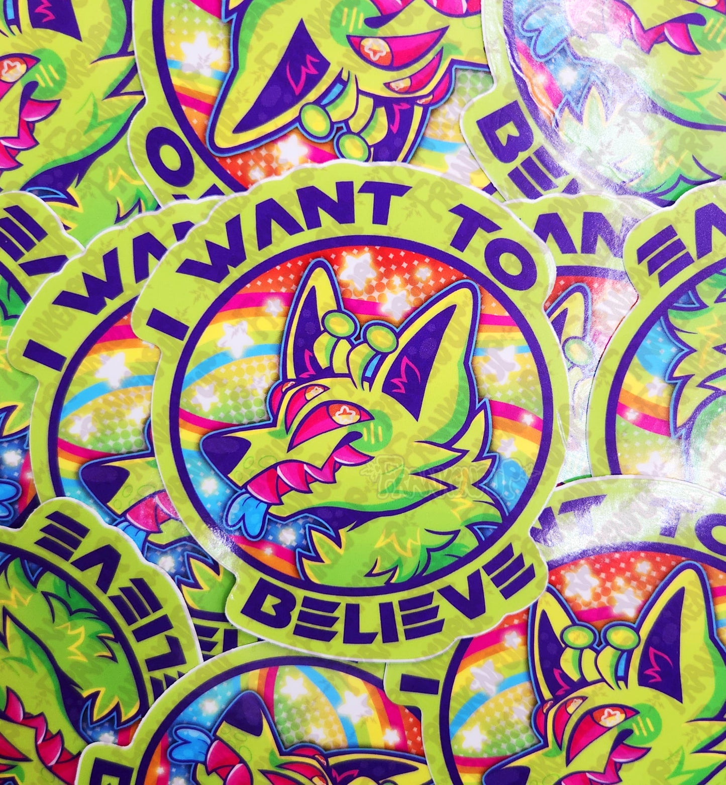 Lisa Frank Inspired Alien Doge Sticker