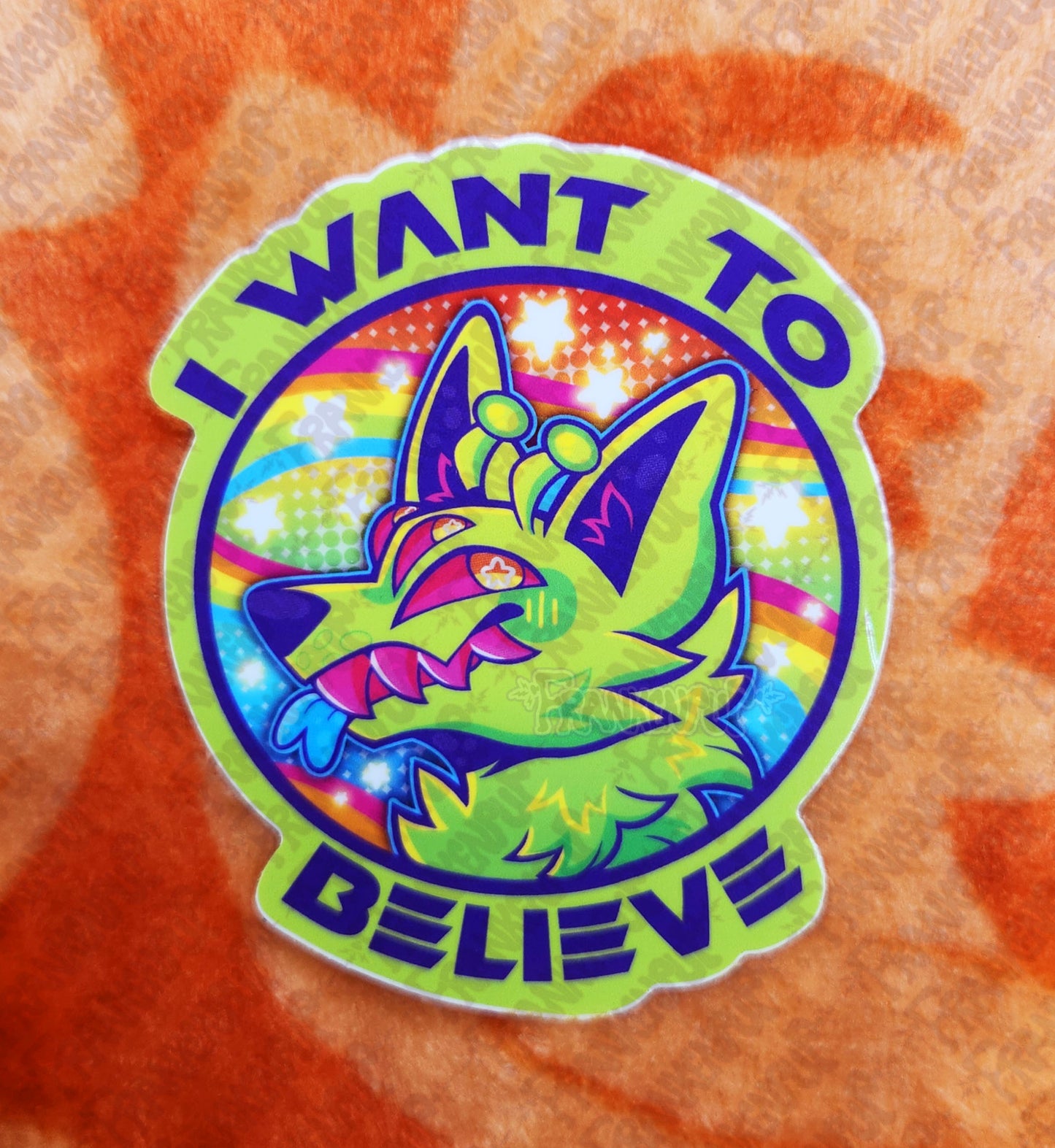 Lisa Frank Inspired Alien Doge Sticker