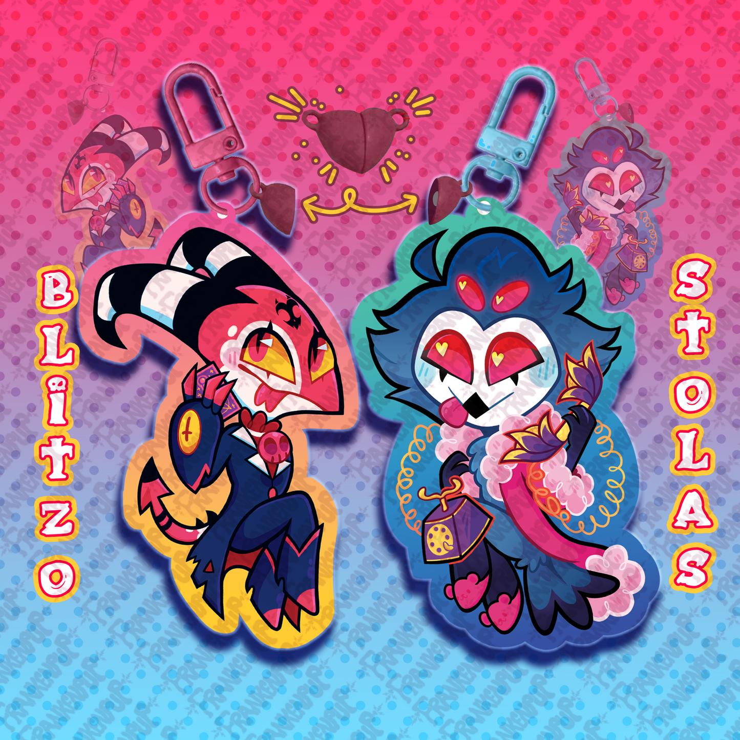 Blitzo and Stolas Linking Keychains