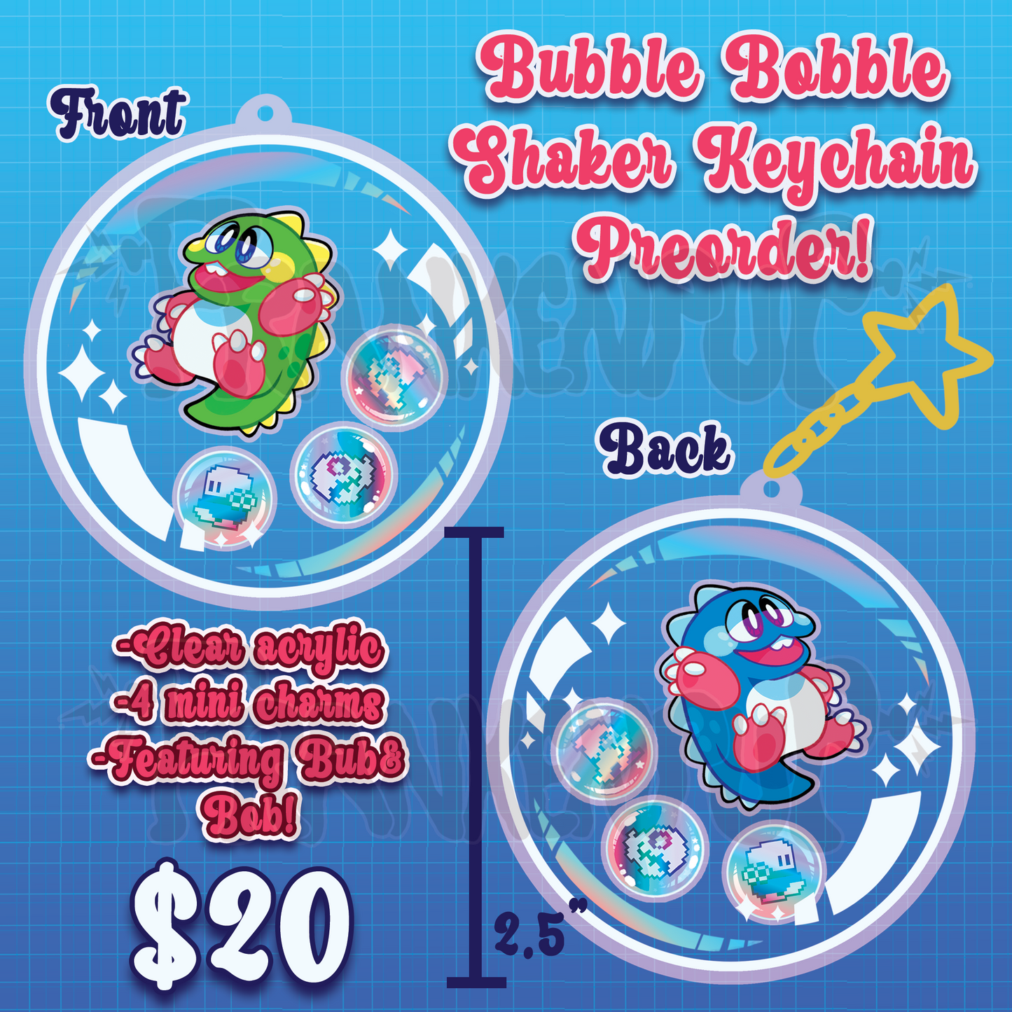 Bubble Bobble Shaker Keychain