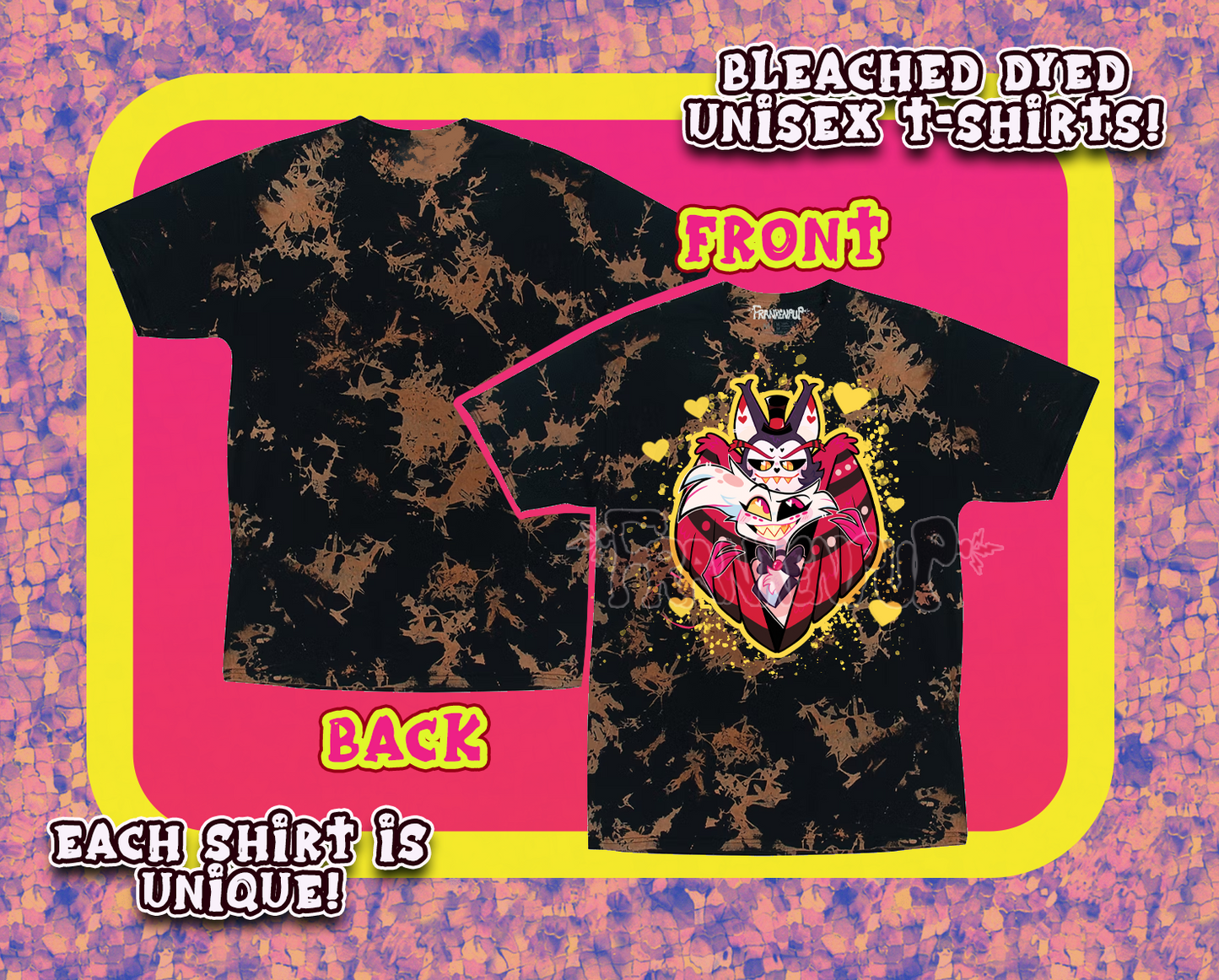Hazbin Hotel Angel Dust & Husker Hand Bleached T-shirt