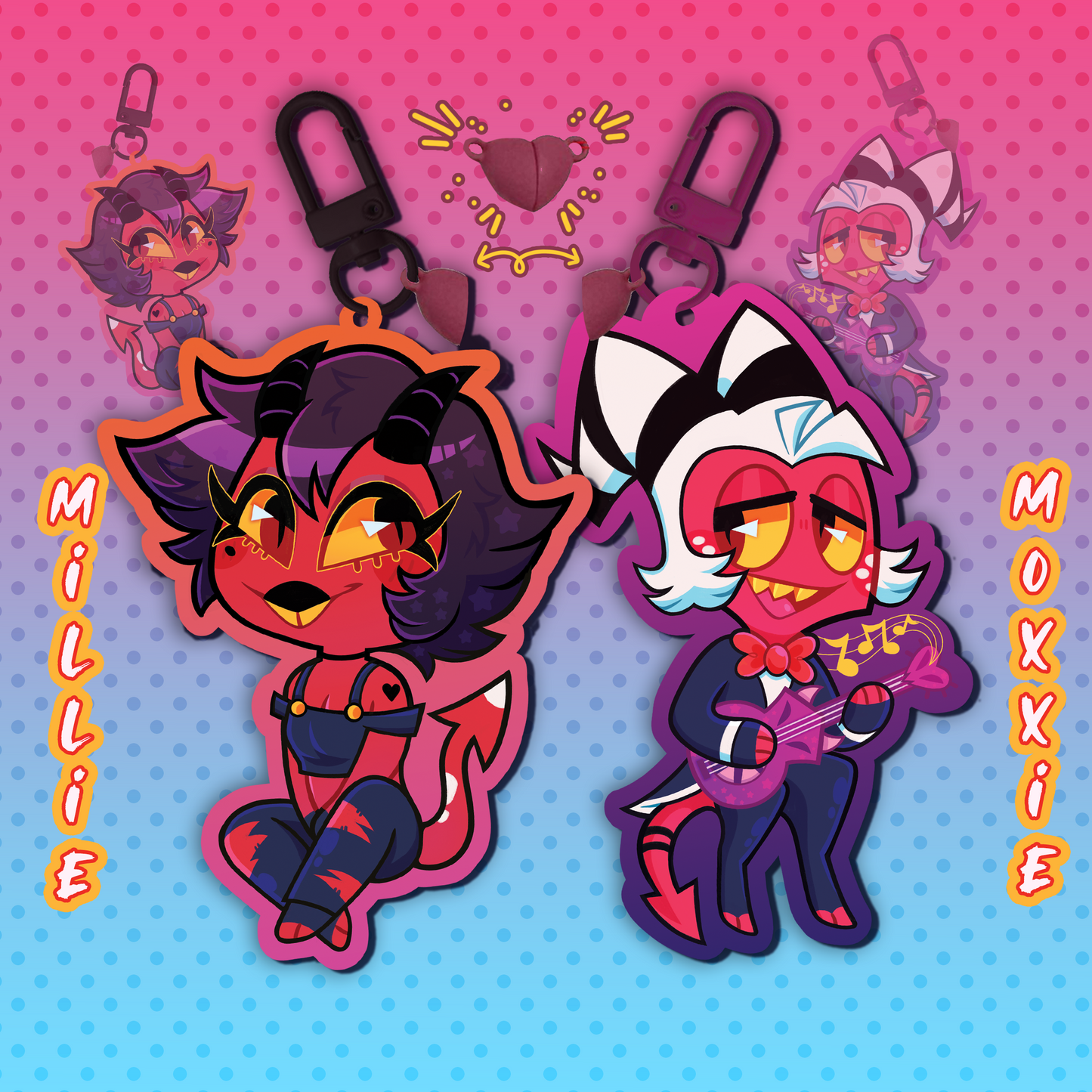 Helluva Boss Moxxi and Millie Keychains