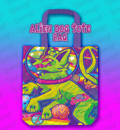 Alien Dog Eco Friendly Reusable Tote Bag